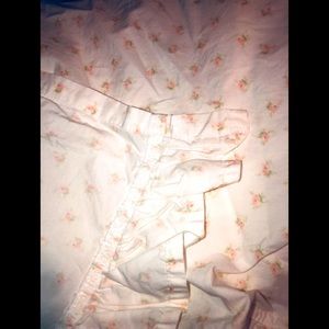 Shabby chic powder pink rose bud top & fitted sheet